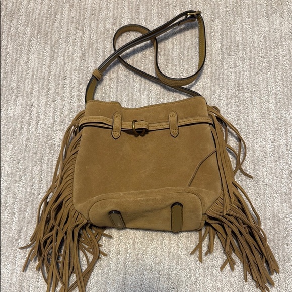 Ralph Lauren Pola Suede Leather Tan brown fringe Bag - Picture 7 of 12